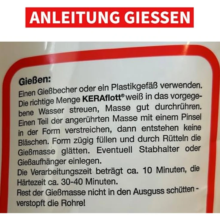 HobbyFun Gießmasse KERAflott, 2 x 5 kg, weiß, bruchfest, bemalbar, keramik- und porzellanähnliche Oberfläche – Bild 7