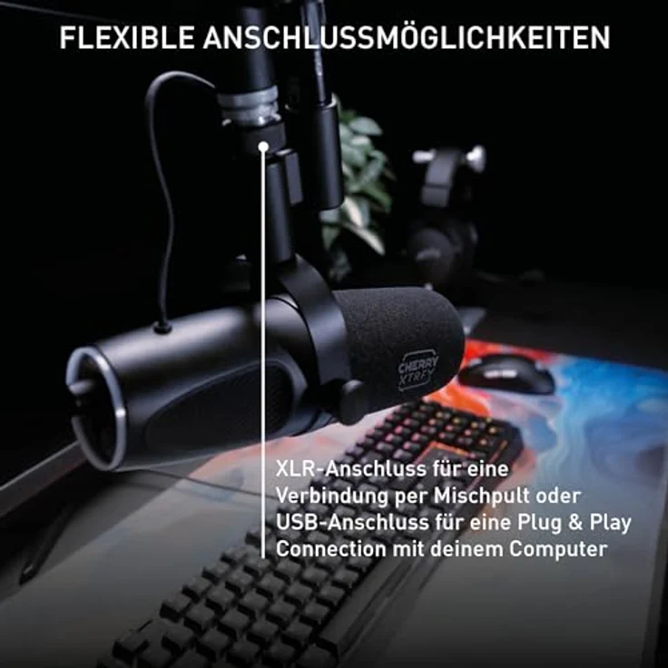 CHERRY XTRFY NGALE X, Professionelles USB- & XLR-Mikrofon für Aufnahmen, Gaming & Streaming, dynamisches Mikro, Cardioid, Plug & Play, Low-Cut-Filter, Schwarz – Bild 3