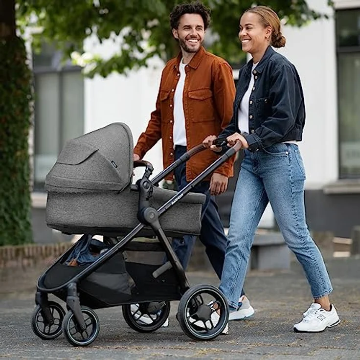 Maxi-Cosi Zelia S Trio 3in1 Kombi-Kinderwagen-Set bis 22 kg, inkl. Babyschale CabrioFix S i-Size, Wickeltasche, Regenschutz, Dark Grey, mit Gratis Mobilitätsgarantie – Bild 3