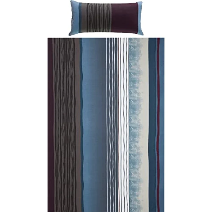 REDBEST Bettwäsche, Bettgarnitur Single-Jersey - Wendekissenbezug, temperaturausgleichend, bügelfrei, mit Reißverschluss - blau-anthrazit Größe 135x200 cm (40x80 cm) – Bild 1