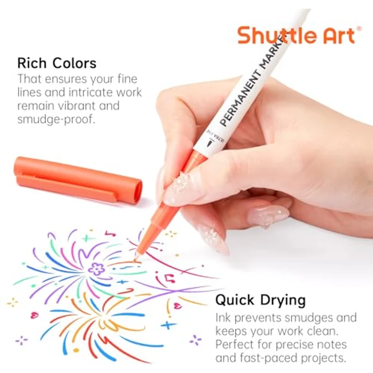 Shuttle Art Permanent Marker fein, 30er Set mit ultrafeiner Spitze, wasserfest, für Kunststoff, Stein und Glas – Bild 4