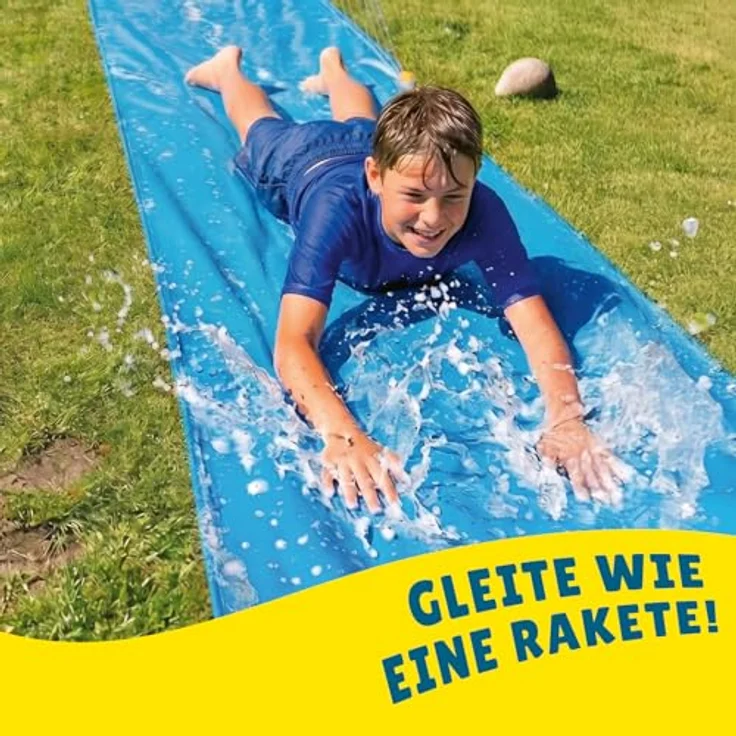 Original Cup XXL Wasserrutschmatte, 10 Meter Bauch Rutscher aus robustem PVC, wetterbeständig, für Kinder und Erwachsene, Slip'n Slide Spaß im Freien – Bild 4