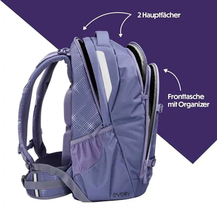 Coocazoo EVERY Schulrucksack „Lavender Sky“, lila, ergonomisch, höhenverstellbar, mit Brustgurt & Hüftgurt, für die 3. Klasse, 30 Liter Volumen – Bild 3