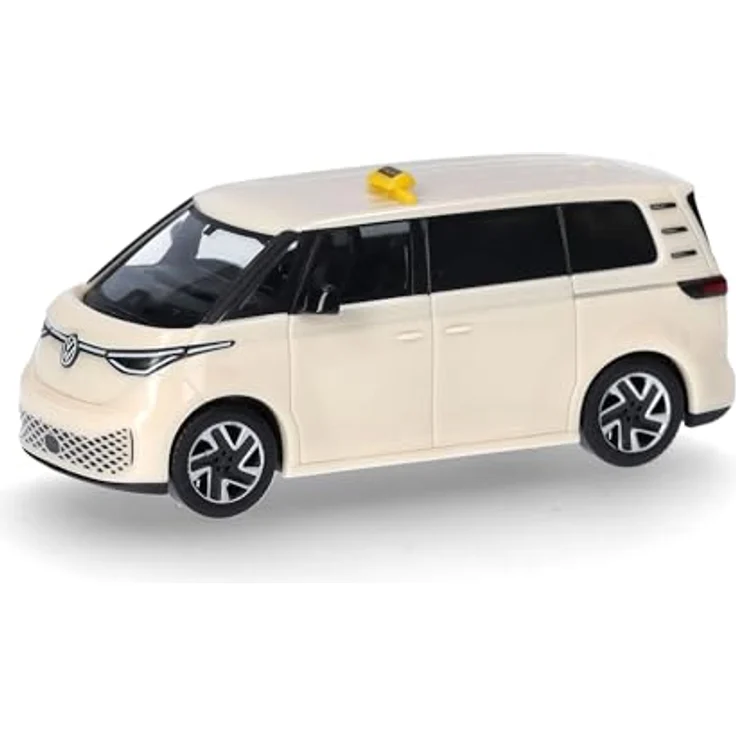 Herpa VW ID. Buzz Taxi, Miniatur im Maßstab 1:87, Sammlerstück aus Kunststoff, Weiß, Made in Germany – Bild 1