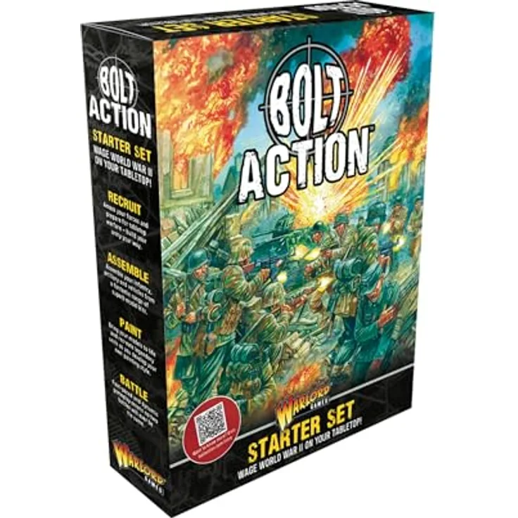 Warlord Games Bolt Action Starter Set | Deutsche Grenadiere und US Rangers, doppelseitige Kampfmatte - Spiel Zubehör