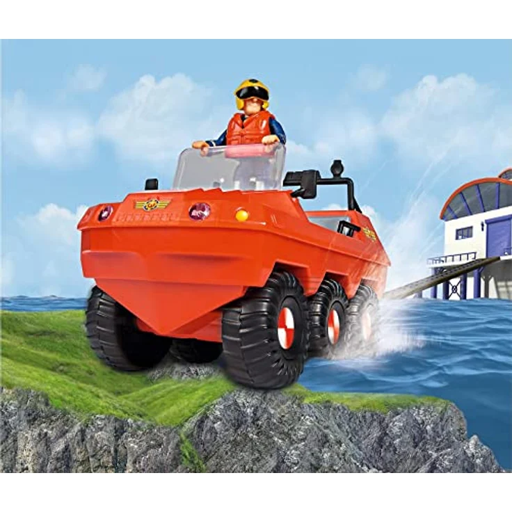 SIMBA Feuerwehrmann Sam Hydrus, Amphibien-Spielzeug-Auto mit 1 Figur und Zubehör, 20 cm – Bild 5