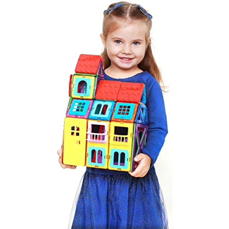 MK MAGNIKON Magnetische Bausteine 35, 84 Teile - Kinderspielzeug ab 3 Jahre, Magnete Kinder, Montessori Spielzeug, Konstruktionsspielzeug – Bild 4