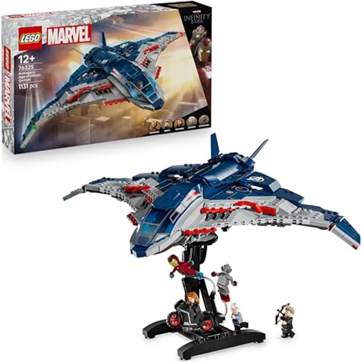 LEGO Marvel 76325, Avengers: Age of Ultron Quinjet, 1.131-teiliges Bauset mit 5 Minifiguren, Maße: 30cm x 45cm x 28cm, empfohlen ab 12 Jahren