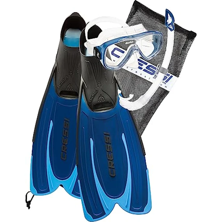 Cressi Agua Set - Set Maske Schnorchel und Flossen, Farbe Blu – Bild 1