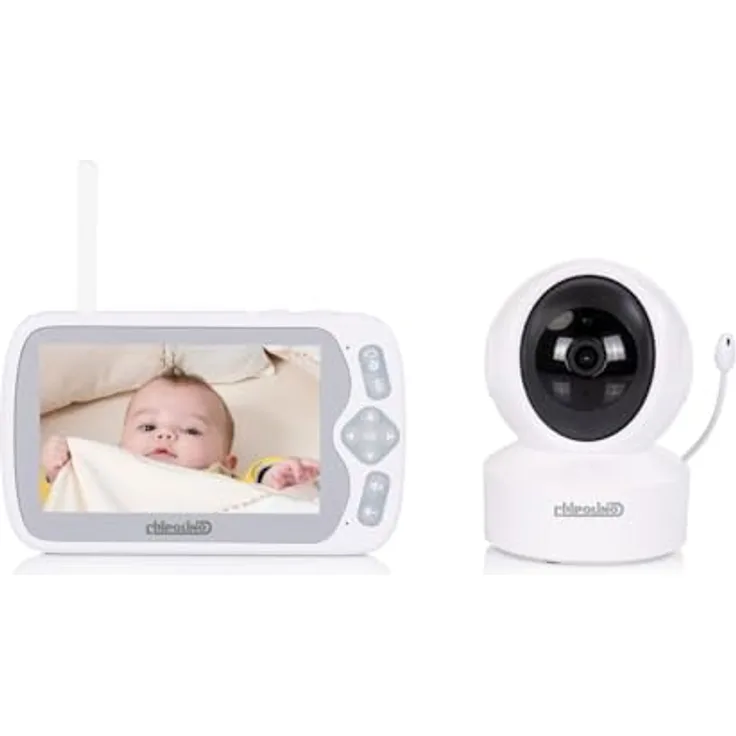 Chipolino Babyphone Duo View, 5 Zoll Kamera Monitor mit Nachtsicht, Musik, Alarm und VOX-Funktion, weiß