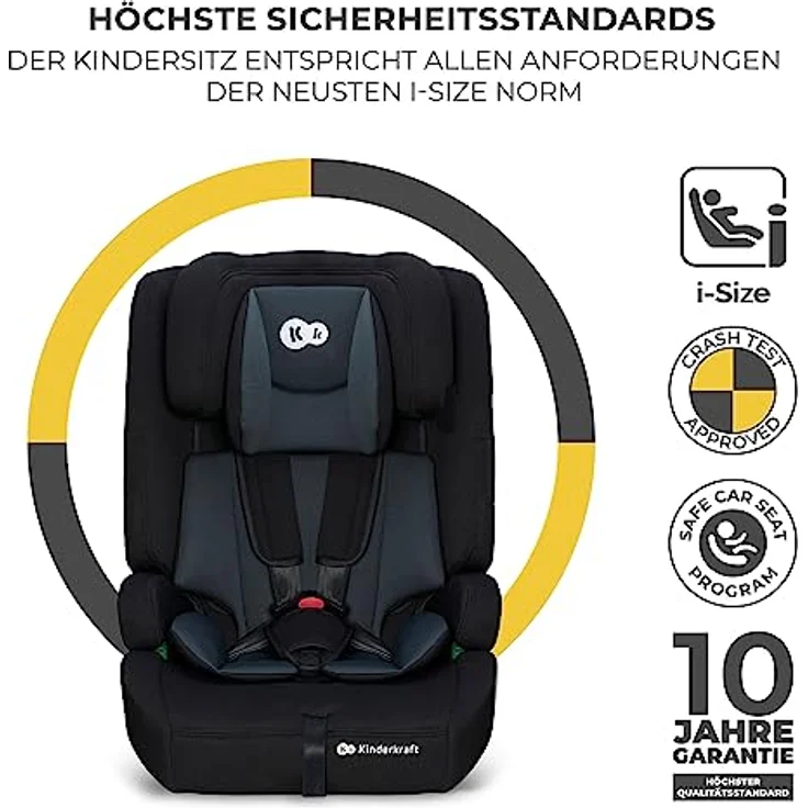 Kinderkraft SAFETY FIX 2 i-Size, Kindersitz ab 15 Monate bis 12 Jahre (76-150 cm) mit Sitzverkleinerer, Isofix & Top Tether, Schwarz – Bild 3