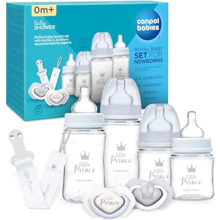 Canpol A set of bottles + teats with a Royal Baby set Boy Canpol hanger