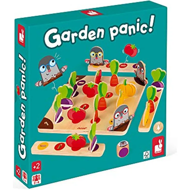 Janod Maulwurfspiel - Brettspiel für Kinder mit Farb- und Beobachtungsförderung, inkl. Spielbrett, Spielsteinen und Würfel