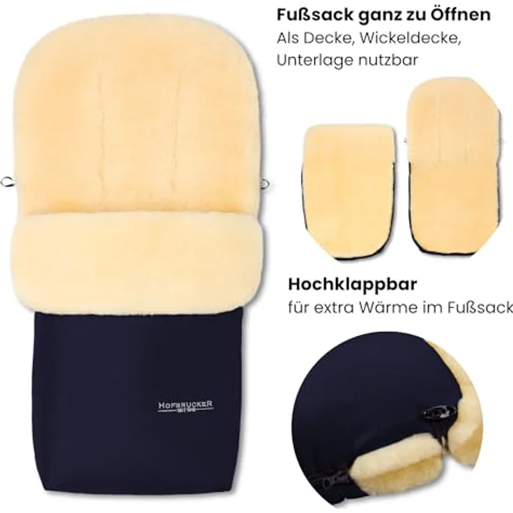 Hofbrucker - Lambskin footmuff for stroller Putzi navy blue – Bild 4