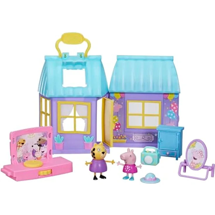 Peppa Pig Peppas Tanzparty, Spielset mit 2 Figuren und Kleiderladen, 9 Teile