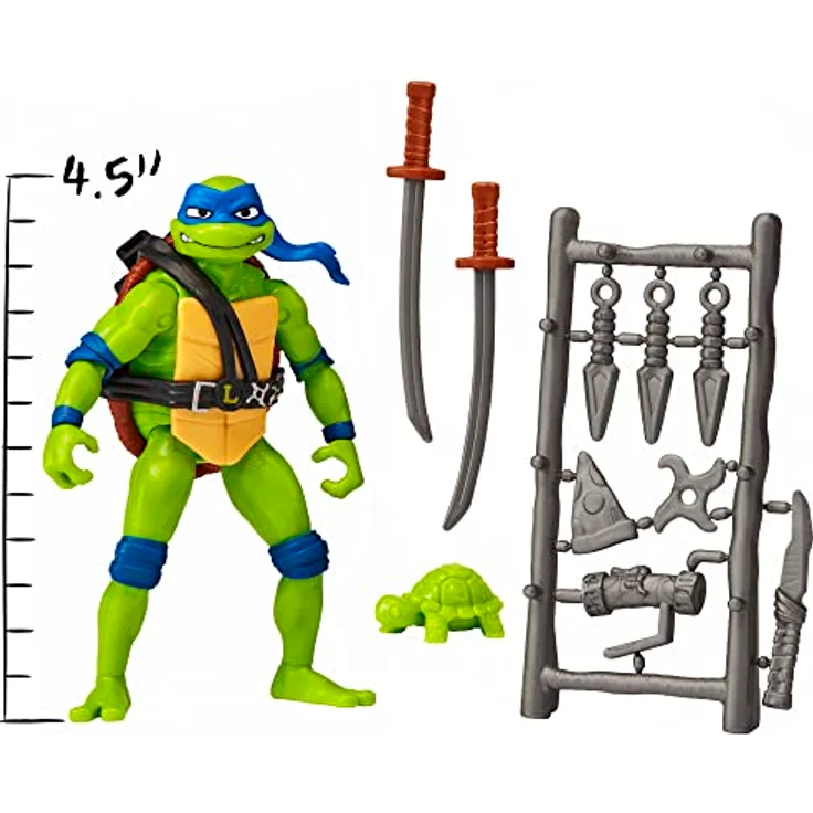 Teenage Mutant Ninja Turtles Leonardo Basic Figure, 11,4 cm große Sammelfigur mit 12 Gelenken, ikonischem Doppel-Katana und Zubehör – Bild 3