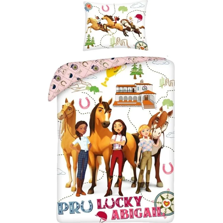 MCU Kinderbettwäsche, Horse Spirit "Pru Lucky Abigail", farbenfrohes Design für Kinder