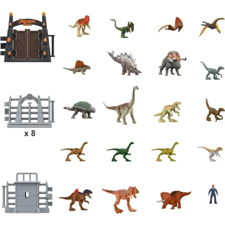 JURASSIC WORLD 30. Jubiläum Adventskalender - 24 Türchen mit Mini-Dinosauriern, Menschenfiguren und Teilen für einen aufregenden Spielbereich, für Kinder ab 4 Jahren, HTK45 – Bild 5