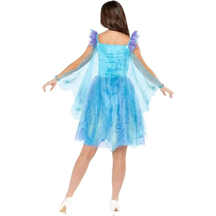 Amscan Zauberhaftes Pfauen Kostüm für Damen, mehrlagiges Tüllkleid mit Pfauenfedern und Flügeln, Größe L – Bild 5