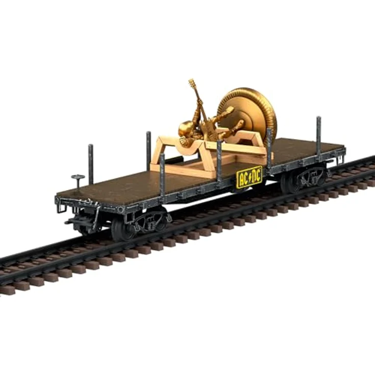 Märklin 48837 H0 Flachwagen "Stiff Upper Lip", ACDC mit Statue und Ladegestell, vierachsiger Flachwagen nach amerikanischer Bauart – Bild 2