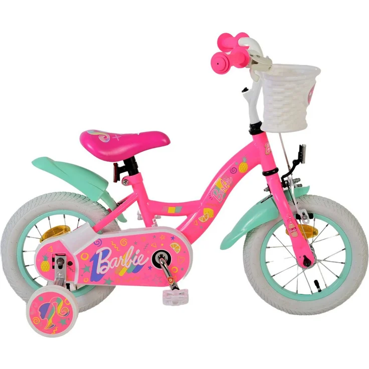 Volare Kinderfahrrad Barbie, 12 Zoll, 1 Gang, Handbremse, Rücktrittbremse, weicher Sattel, rosa