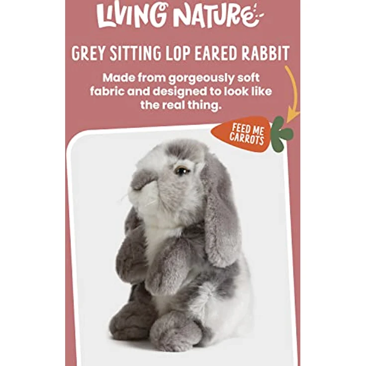 Living Nature Sitting Loop Eared Hase, realistisches, weiches Kuschelhasen-Spielzeug, umweltfreundliches Plüsch von Naturli, verschiedene Farben, 18 cm – Bild 2