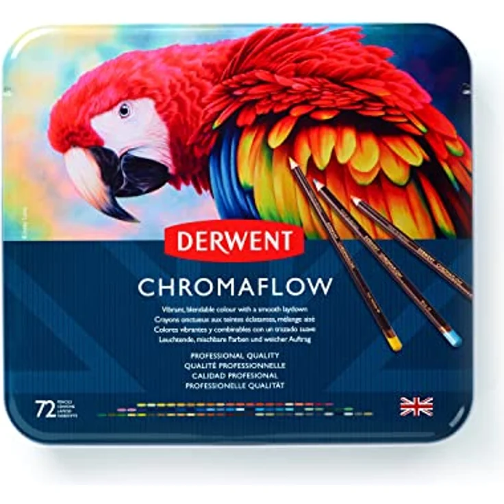 Derwent Chromaflow Buntstifte im 72er Set in Metallbox, 3,5 mm Minenstärke, Mischbar mit Geschmeidiger Textur, Ideal zum Zeichnen, Ausmalen und Layering, Professionelle Qualität, 2306014 – Bild 2