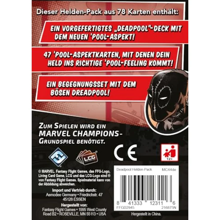 FFG Marvel Champions: Deadpool, Kartenspiel für 1-4 Spieler, ab 12 Jahren, mit Pool-Aspekt und 78 Karten (DE-Ausgabe) – Bild 2