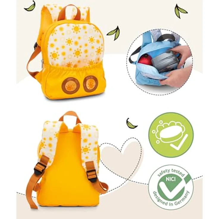 NICI Rucksack gelb mit Plüschtier Roter Panda, idealer Begleiter für kleine Abenteurer – Bild 3