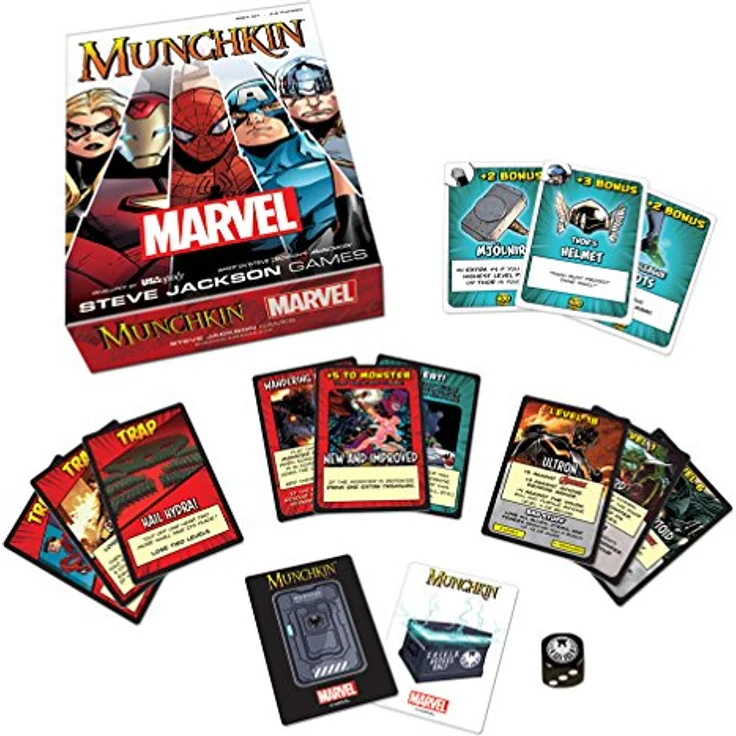 USAopoly Munchkin - Marvel Edition (EN), Brettspiel mit Marvel-Charakteren und S.H.I.E.L.D. Ausweisen – Bild 2
