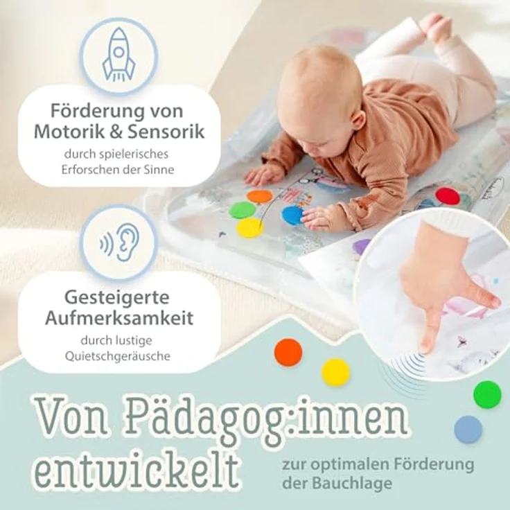 Freudeskind TummyTime Wassermatte XXL, 2-in-1 Wasserspielmatte für Babys, 100% Phtalate- & BPA-frei, 80 × 60 cm, für die Bauchlage ab 0 bis 24 Monate – Bild 2
