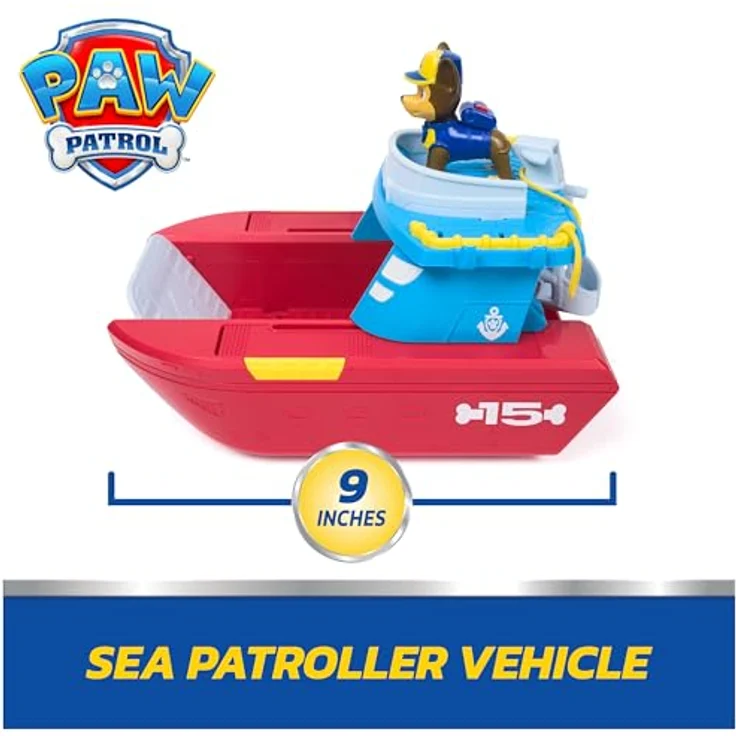 Paw Patrol PAW Sea Patroller, 23 cm Rettungsboot mit Chase Figur und Rettungs-Claw – Bild 2