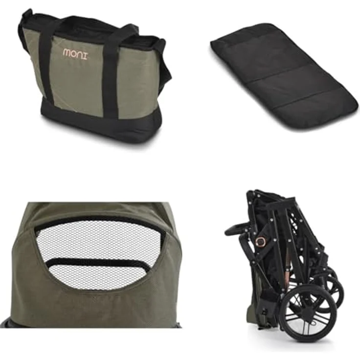 Moni Rafaello 2 in 1, Kombikinderwagen mit Tragetasche, Sportsitz umwandelbar, inkl. Fusssack, Moskitonetz und Becherhalter, grau – Bild 7