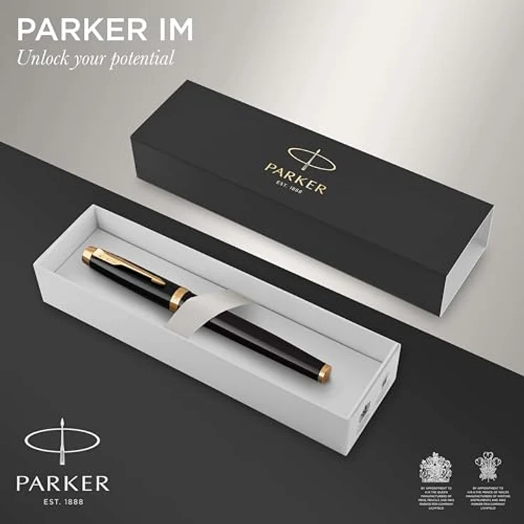 Parker Pen IM Black Lacquer, Schreibstift mit Edelstahlfeder in Schwarz – Bild 2