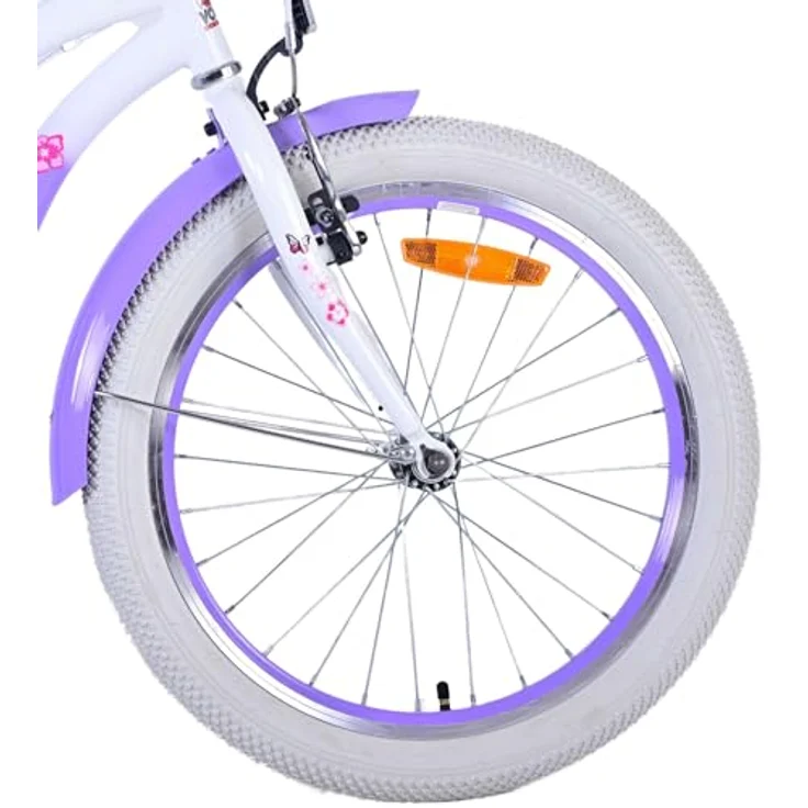 Volare Lovely 20 Zoll Kinderfahrrad, Lila, 1 Gang, mit Korb, Seitenständer und höhenverstellbarem Sattel – Bild 4