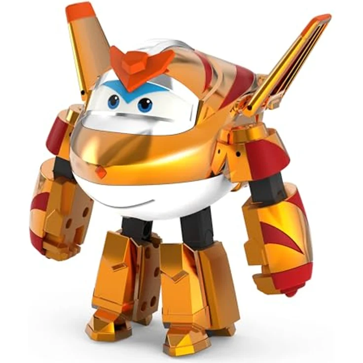 Super Wings Transforming Golden Boy, 12.7 cm große verwandelbare Spiel-Figur, Spielzeug-Flugzeug und Roboterfigur in Gold für Kinder ab 3 Jahren – Bild 2