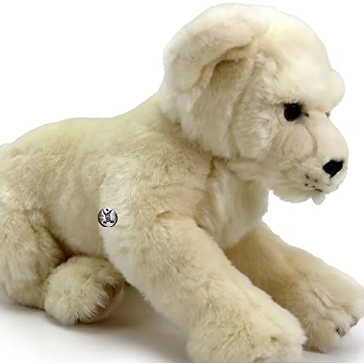 Kuscheltiere.biz Löwe weiß Kuscheltier Löwenbaby Raubkatze Plüschtier Simba - auffallend kuschlig weich, hochwertig, 42cm lang – Bild 4