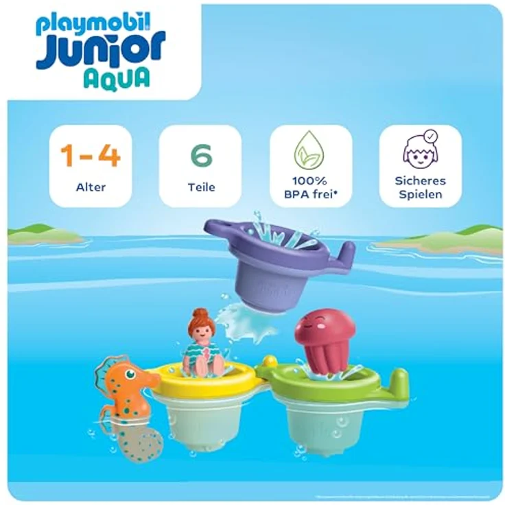 PLAYMOBIL JUNIOR Aqua Schwimmbecher mit 3 Wasserfunktionen und tierischem Spielspaß, BPA-frei, für Kleinkinder ab 1 Jahr, 71776 – Bild 2