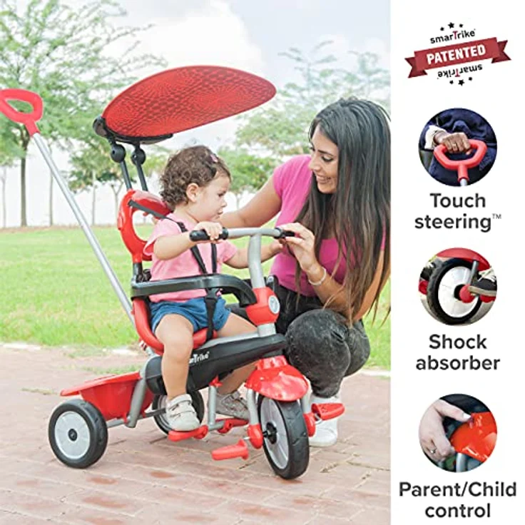 smarTrike® Zoom Dreirad für Kinder rot, Mitwachsfunktion, Touch Steering Technologie – Bild 2