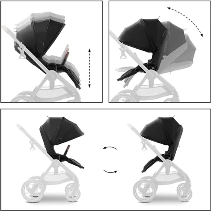 hauck Comfort N Care, Black - Kinder Buggy mit Liegefunktion, wendbarem Sitz, XL Verdeck UPF 50+, Federung und Gummi Rädern, bis 22 kg, inkl. Beindecke und Getränkehalter – Bild 4