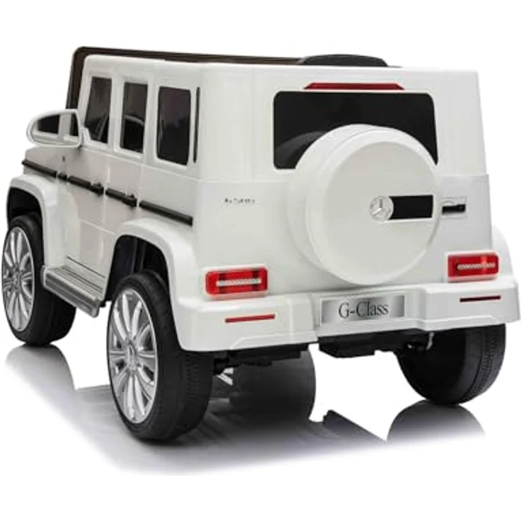 RIRICAR Elektrisches Elektroauto Mercedes G500 12V, weiß, mit 2,4 GHz Fernbedienung, USB/SD Eingang, Hinterradfederung, Lithium-Batterie und LED-Lichtern, originale Lizenz – Bild 3