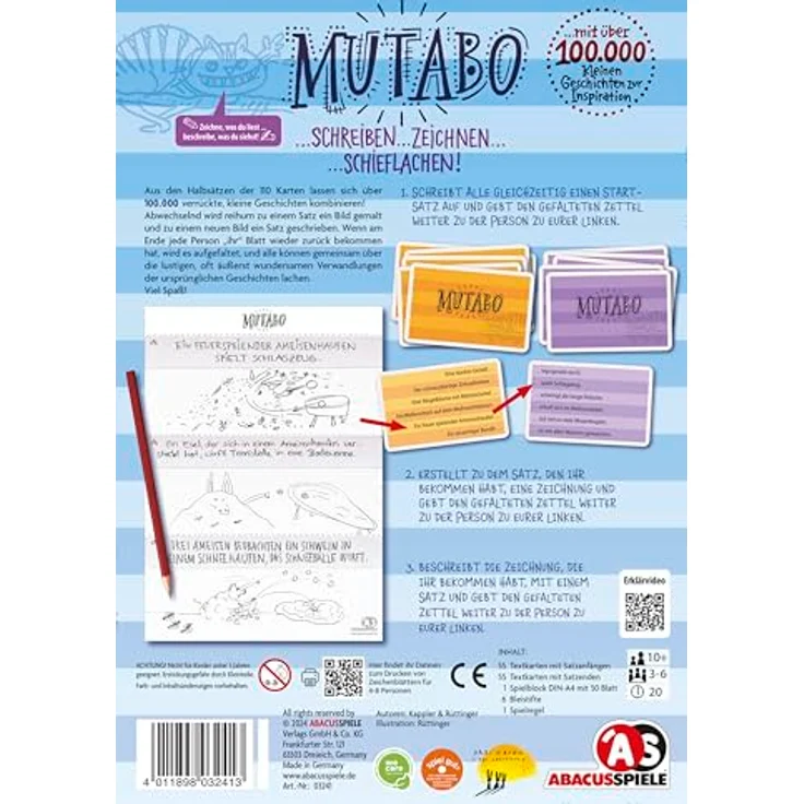 Abacus Mutabo, Brettspiel für 3-6 Spieler, kreative Geschichten mit 110 Karten, Deutsch, 20 Minuten Spieldauer – Bild 4