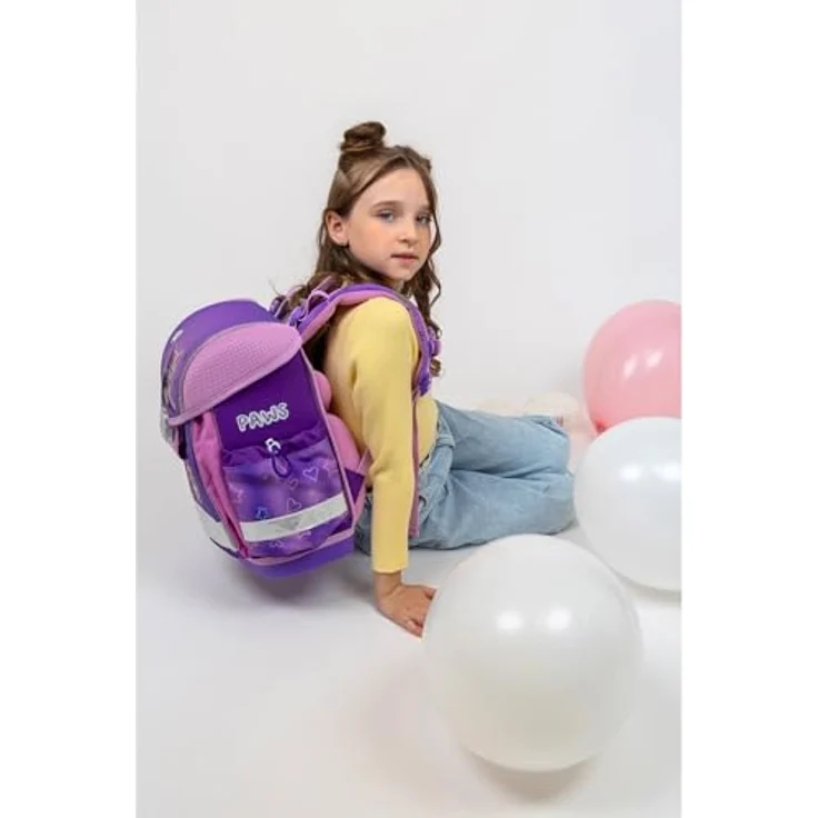 Belmil Schulranzen "Classy" 2025, 4tlg. Set für 1. Klasse, ergonomisch, Katzen-Design, leicht, mit Sportbeutel und Etui, für Mädchen – Bild 2