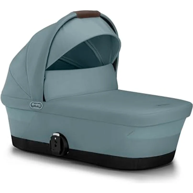 Cybex Gold GAZELLE S Cot Kinderwagenaufsatz, ab Geburt bis 6 Monate, für Gazelle S und e-Gazelle S, Stormy Blue mit XXL-Sonnenverdeck und Tragegriff – Bild 2