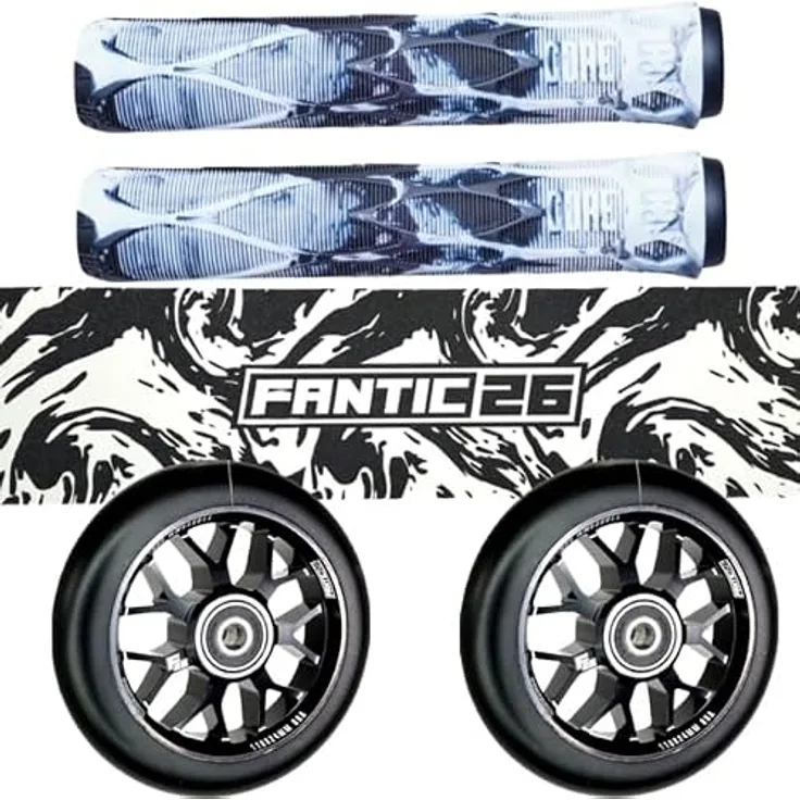 Fantic26 Stuntscooter A+, Ersatzteile Bundle mit 110mm Rollen, Griptape und robusten Griffen