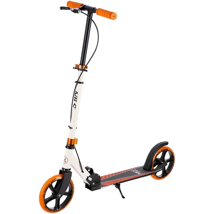 NILS EXTREME HM0107 Cityroller Scooter mit Handbremse, klappbar, Aluminium, 200 mm Räder, schwarz, verstellbarer Lenker