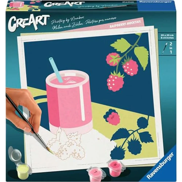 Ravensburger CreArt Malen nach Zahlen Mocktail Himbeere, für Erwachsene ab 12 Jahren, Made in Europe, mit fertig gemischten Acrylfarben – Bild 1