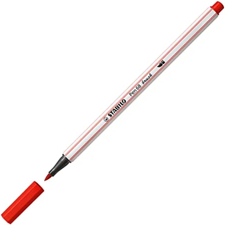 STABILO Pen 68 brush, Premium-Filzstift mit flexibler Pinselspitze für variable Strichstärken, carminrot – Bild 2