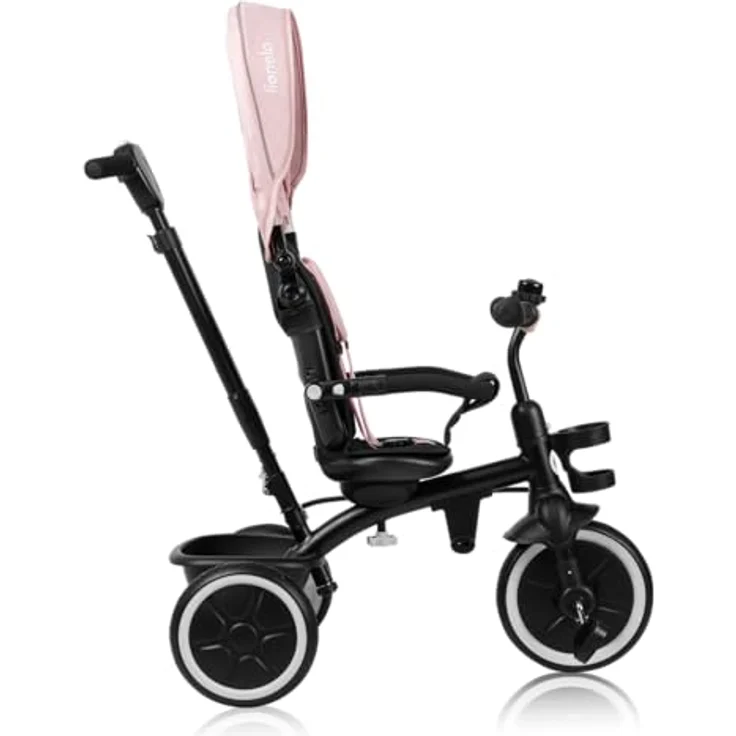 Lionelo Berry, Dreirad Pink Rose mit 360-Grad-Rotsitz, für Kinder von 9 Monaten bis 5 Jahren, verstellbarer Schiebegriff, wartungsfreie PU-Räder – Bild 6