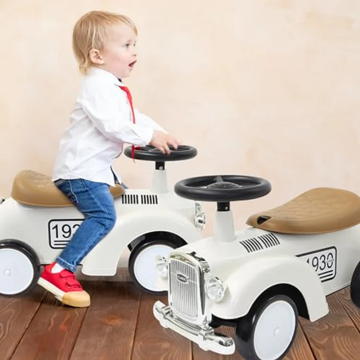 JAMARA 464010 Rutscher Classic Car-Kofferraum, Flüsterreifen, Scheinwerferattrappen, weiß – Bild 3